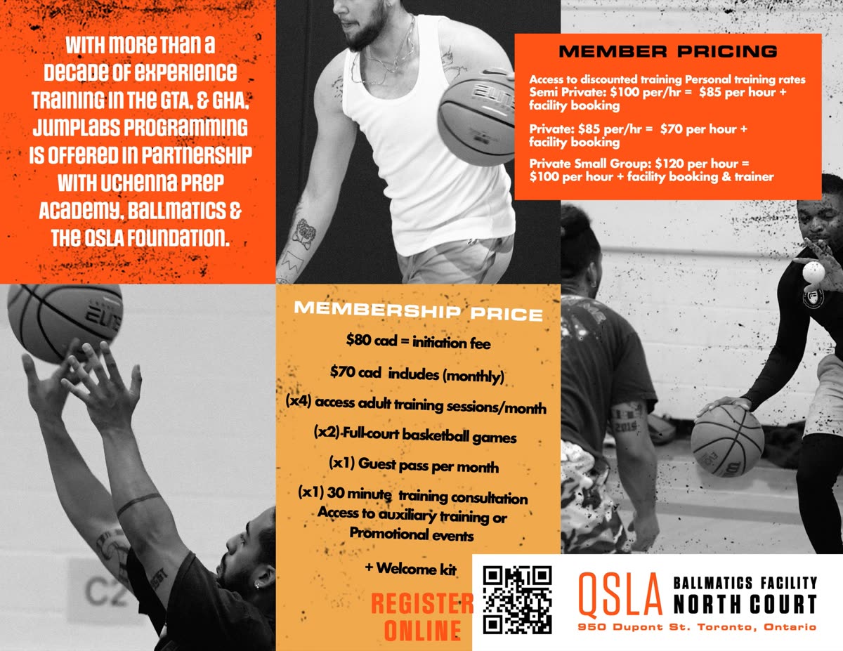 Jump Labs 2026 Adult Programs brochure - inside spread: decade of experience, membership price, member pricing rates